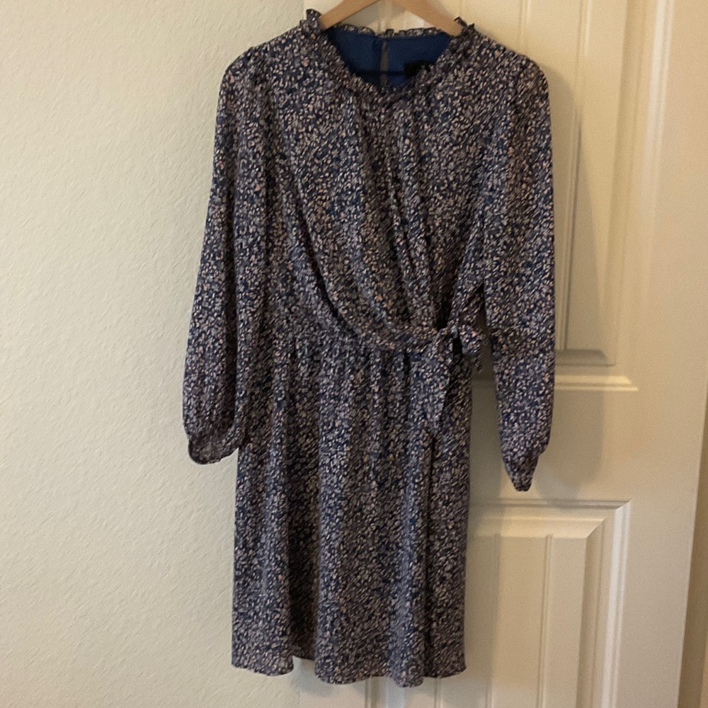 Banana Republic Long Sleeve Floral Dress - Blue and White